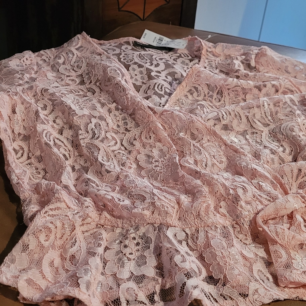 Peplum lace faux wrap